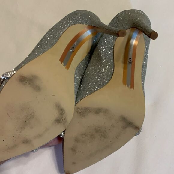 Sam Edelman Size 9 Deela pointed toe silver heels with silver rope bow detail - Picture 8 of 15